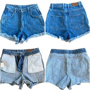 Suite Benedict High Rise Distressed Frayed Denim Jean Shorts 24